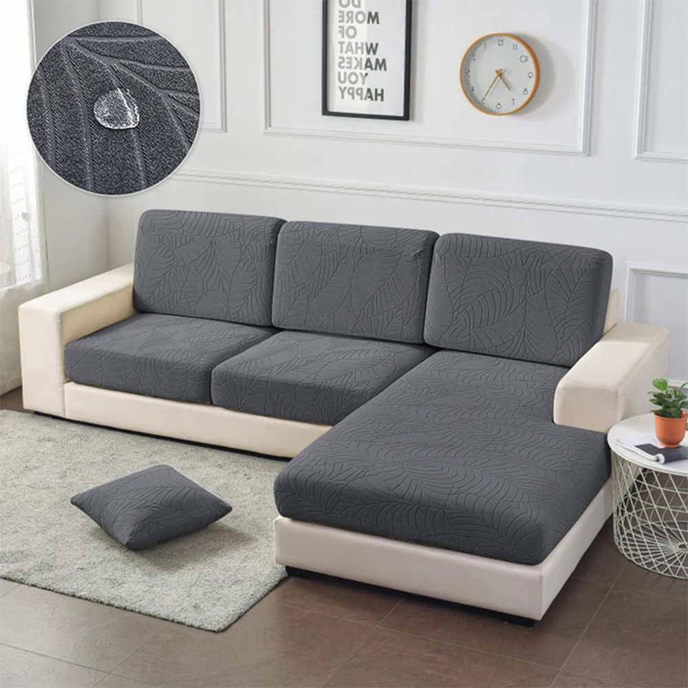 Waterproof Jacquard Sofa Cover Elastic Seat Cushion Cover for Living Room Leaf Pattern Sofa Slipcover Four Season Universal Type