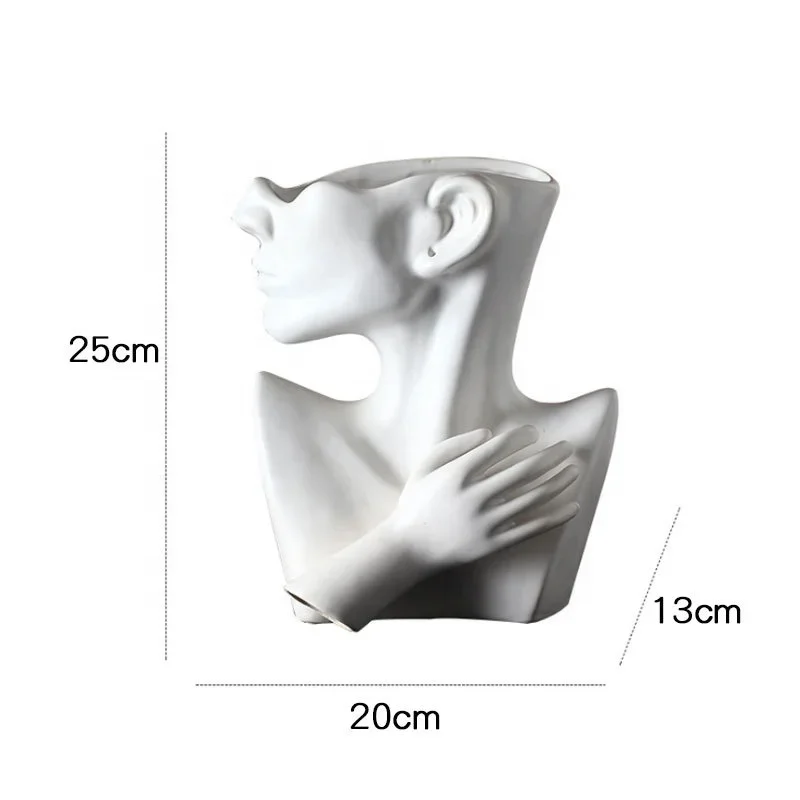 Resins Girl Head Vase Luxury European Resin Vases for Home Decor Resin Flower Vases