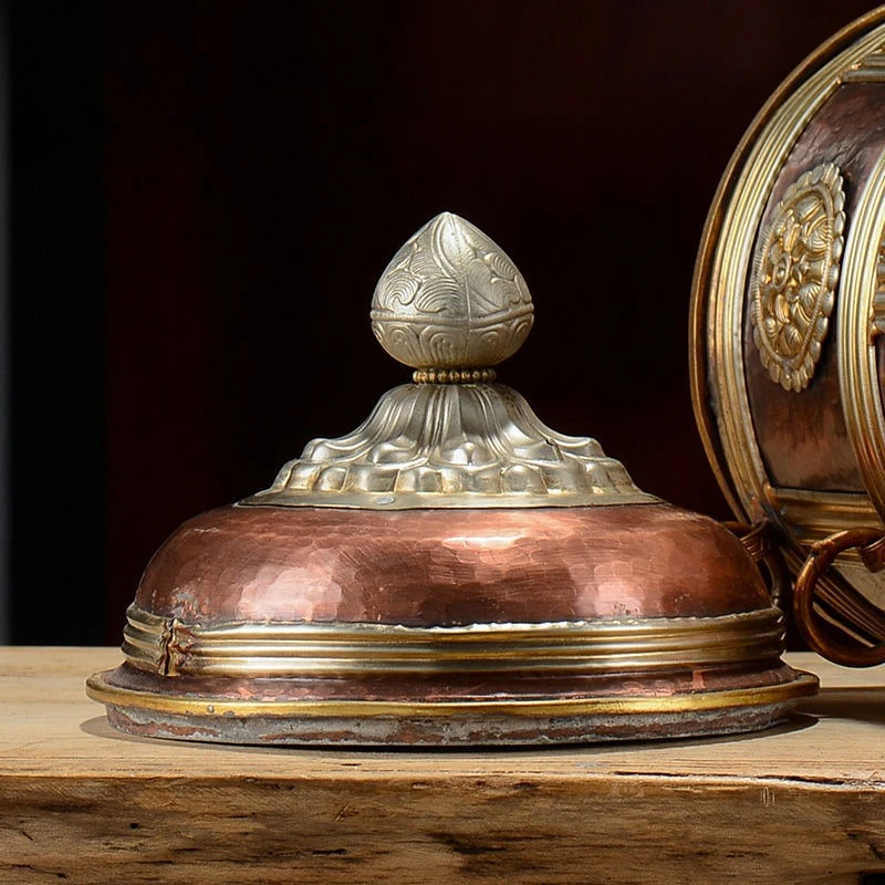 Copper silver milk bucket, retro ghee box, eight auspicious storage jars, home decoration ornaments