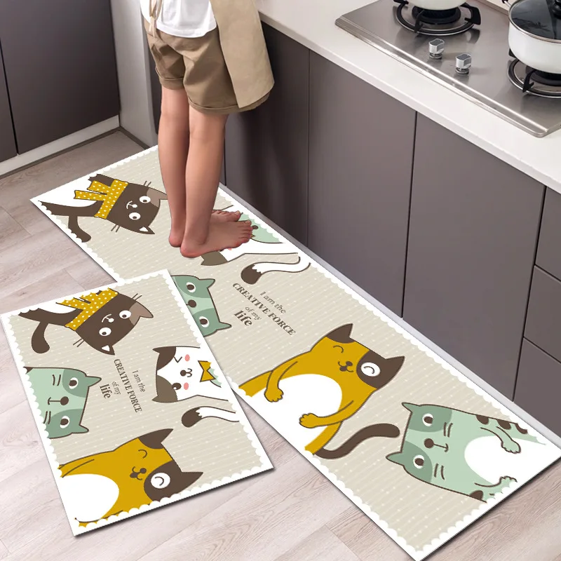 

Kitchen Floor Mats Oilproof Long Carpet Non-slip Bathroom Rug Home Entrance Doormat Bedroom Bedside Living Room Decor Carpet