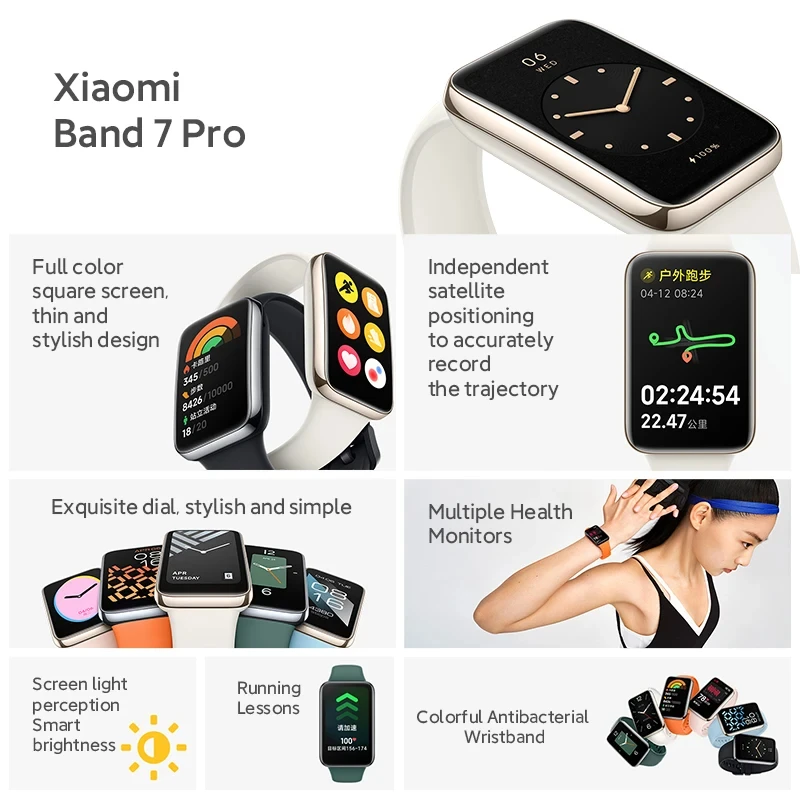 Xiaomi Mi Band 7 Pro Smart Bracelet 1.64\'\' AMOLED Waterproof Screen GPS Blood Oxygen Waterproof 12 Day Battery Smart Band 7 Pro