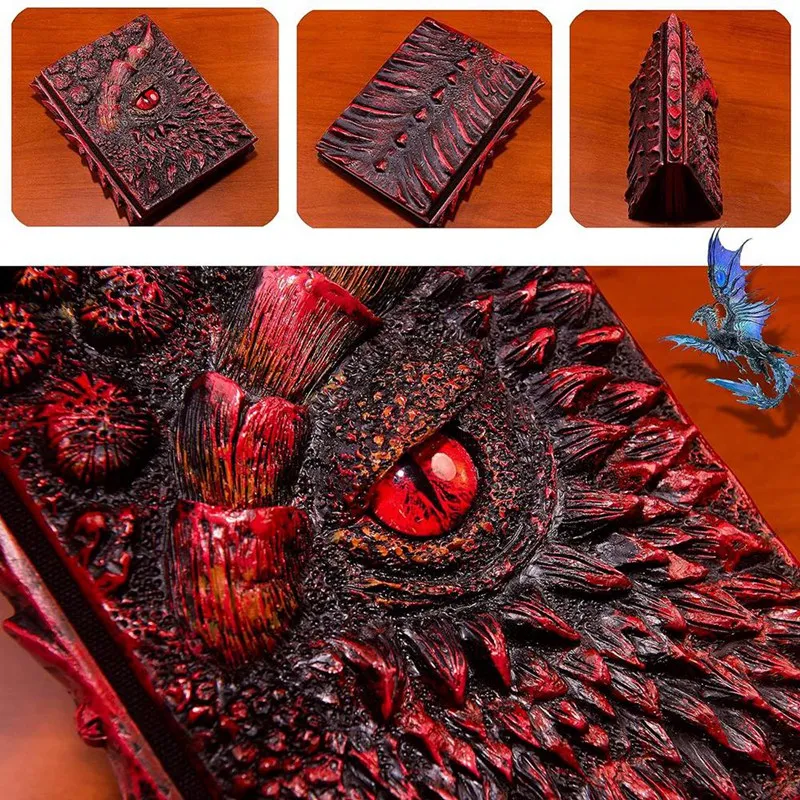 3D Drachen Hardcover Skulptur Tagebuch, antike handgemachte Longan Poly stone Blank Handwerk schreiben Skizze Notizbuch tägliche Notiz