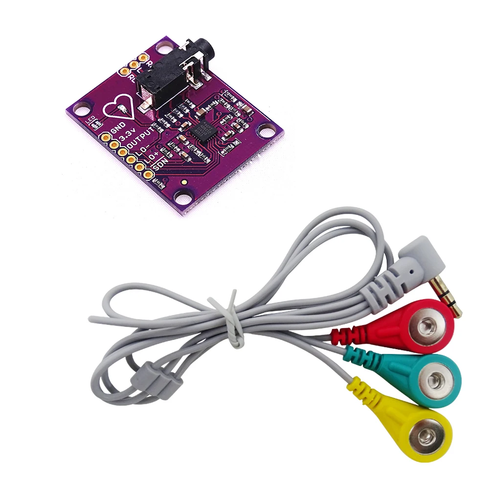 5pcs AD8232  ECG Module Measurement  Pulse Heart Rate Monitor ECG Sensor Module with Electrode Wire