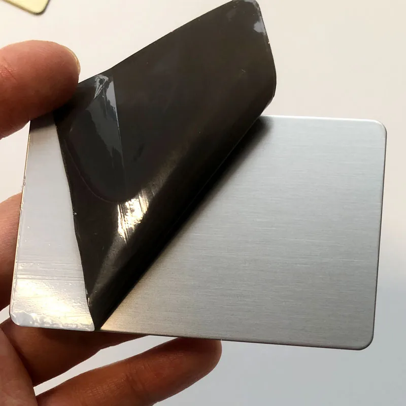 Imagem -03 - Placa em Branco de Cartão de Metal 304 Cores Ouro Prata Ouro Rosa Preto Acabamento Escovado Unid 86x54 mm Espessura mm Aço Inoxidável