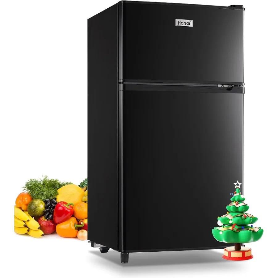 

Компактный 2-дверный холодильник объемом 3,5 куб. фута с регулируемым термостатом и съемными полками, идеально подходящий для гаражей и офисов в общежитии.