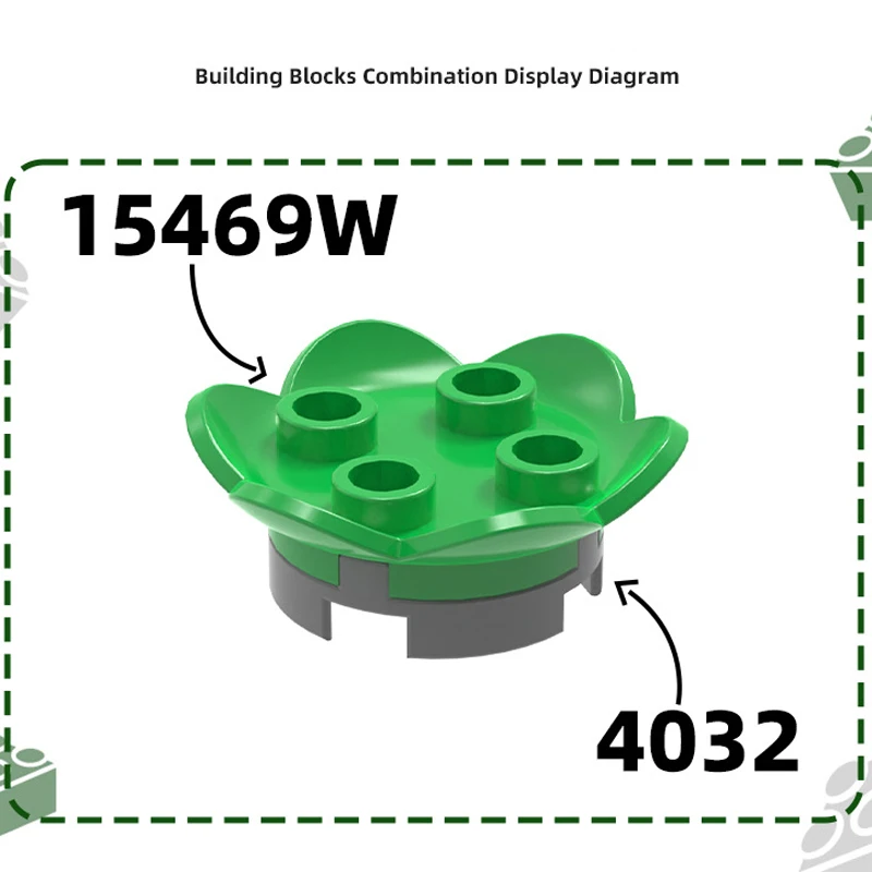 MOC 10PCS Part Bricks 15469W Special 2 x 2 With 6 Petals Plant Leaves Building Blocks Garden Glass House DIY Toys Children Gift