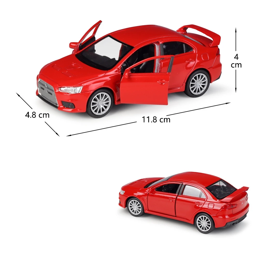 1/41 Mitsubishi Lancer Evolution EVO X Toy Car Model For Children Welly Diecast Race Vehicle Miniature Pull Back Collection Gift