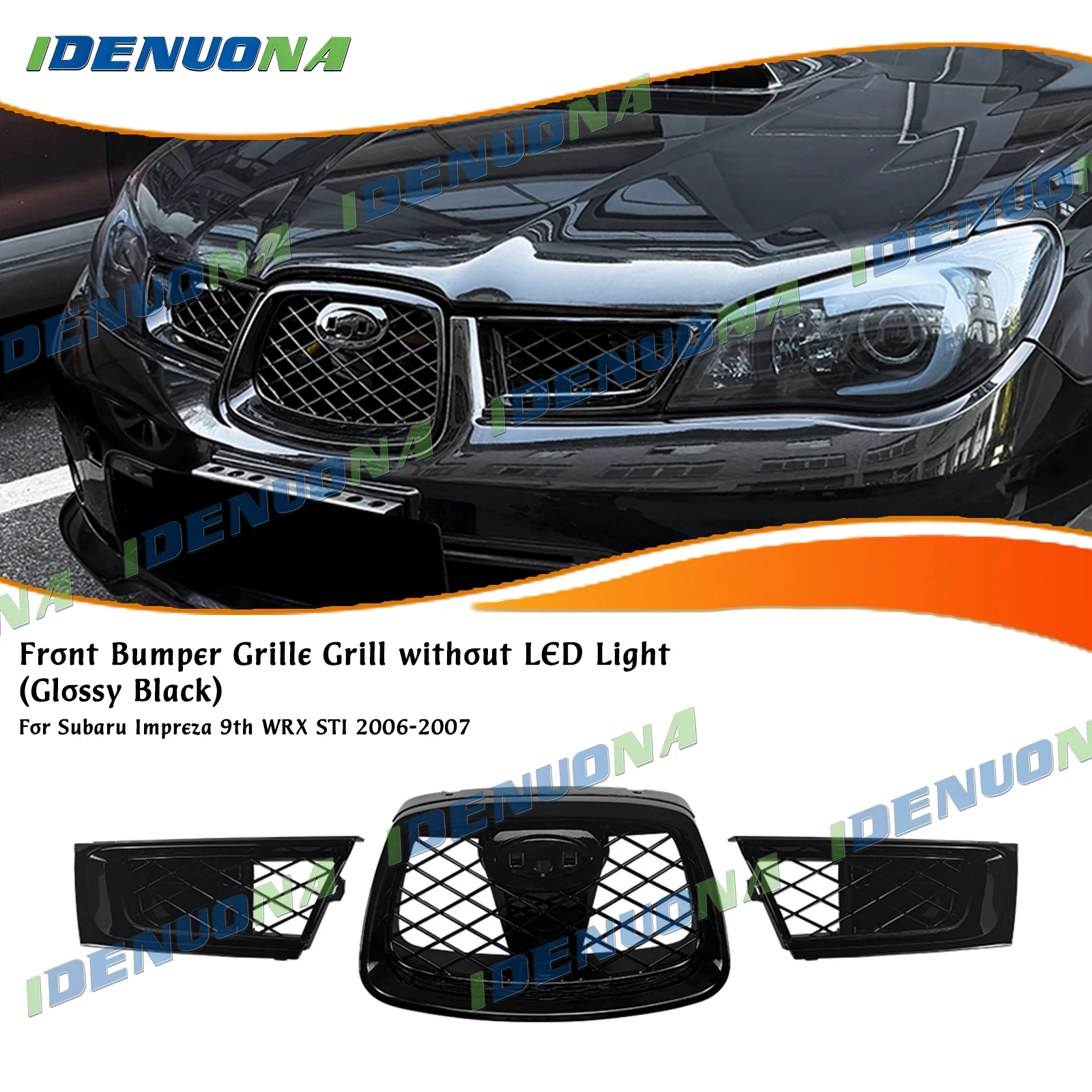 

For Subaru Impreza 9th GEN WRX STI 2006-2007 Front Bumper Grill Grille Hood Cover Mesh Grid