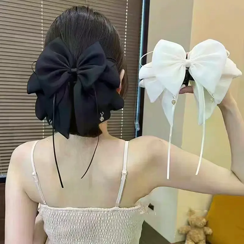 

Fashion Temperament Bow Hairpin For Women Girls Bowknot Ribbon Ponytail Hair Claw Sweet Shark Clip Hair Accessories
