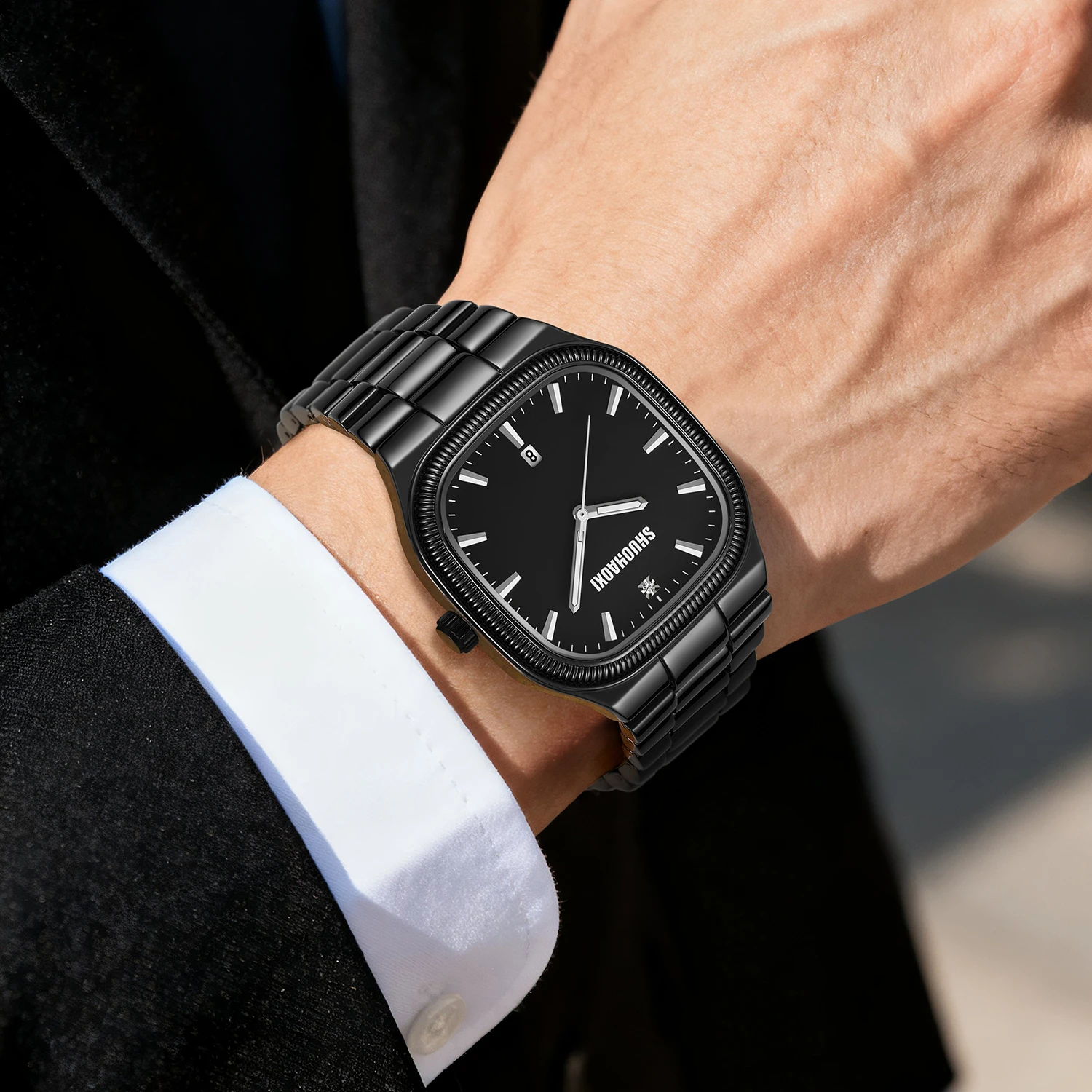 Simple and Stylish Calendar Display Stainless Steel Strap Men's Watch