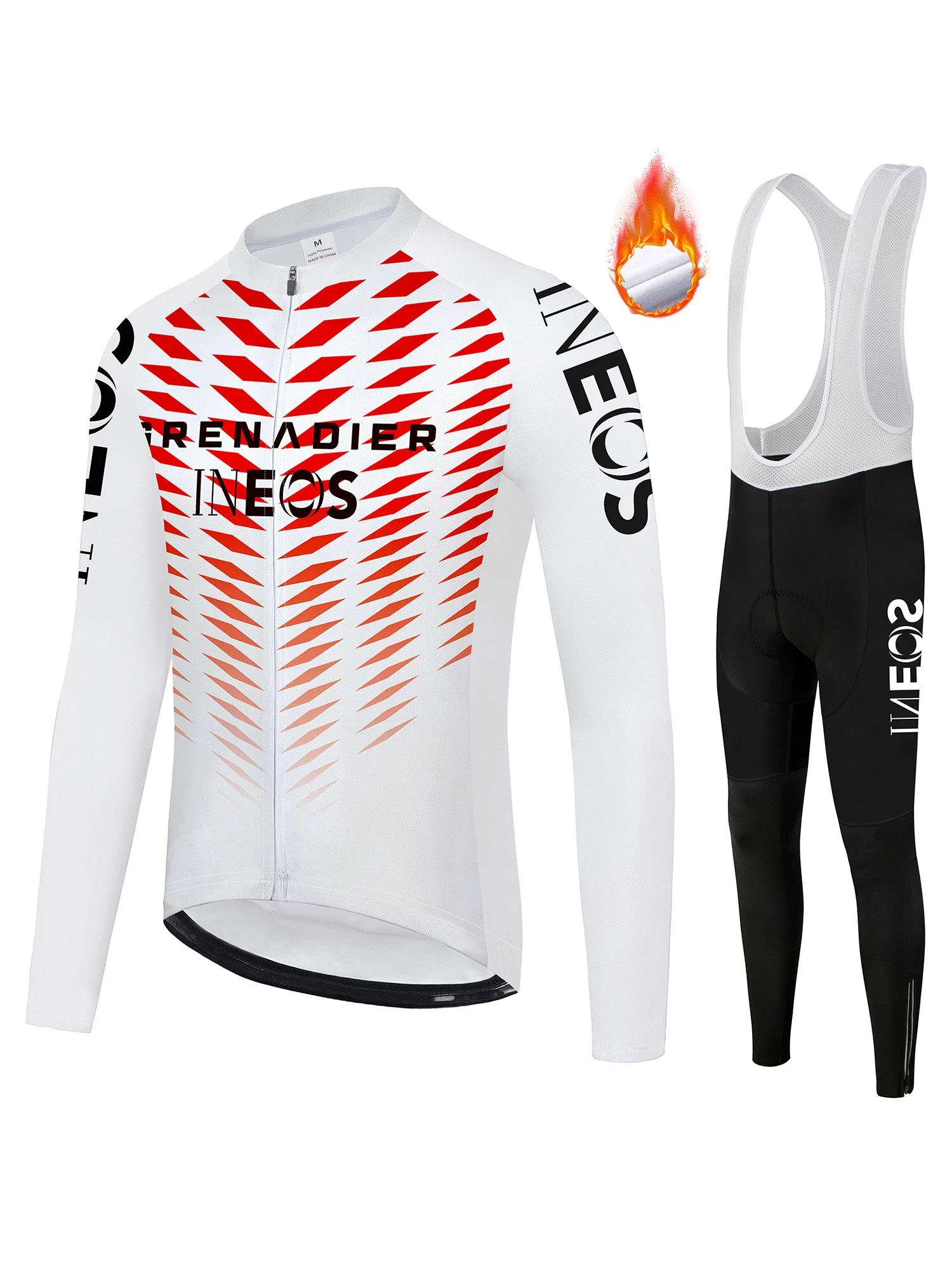 AliExpress NONE INEOS Team Men's Fleece Cycling Jersey Suit Set Warm Fleece Long Sleeved Overalls And Long Pants Winter Cycling Sportswear