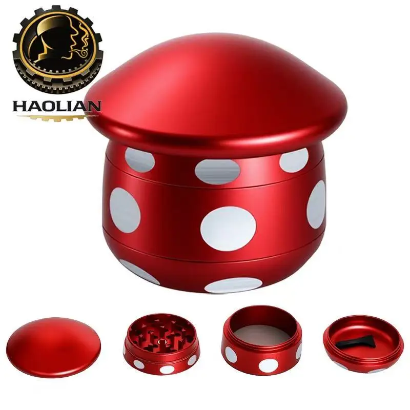 2.5inch Manual Mushroom Herb Grinder 4-Layers Mill Salt Mortar Spice Pepper Bud Grinder Tobacco Grass Cigarette Smoking Tool
