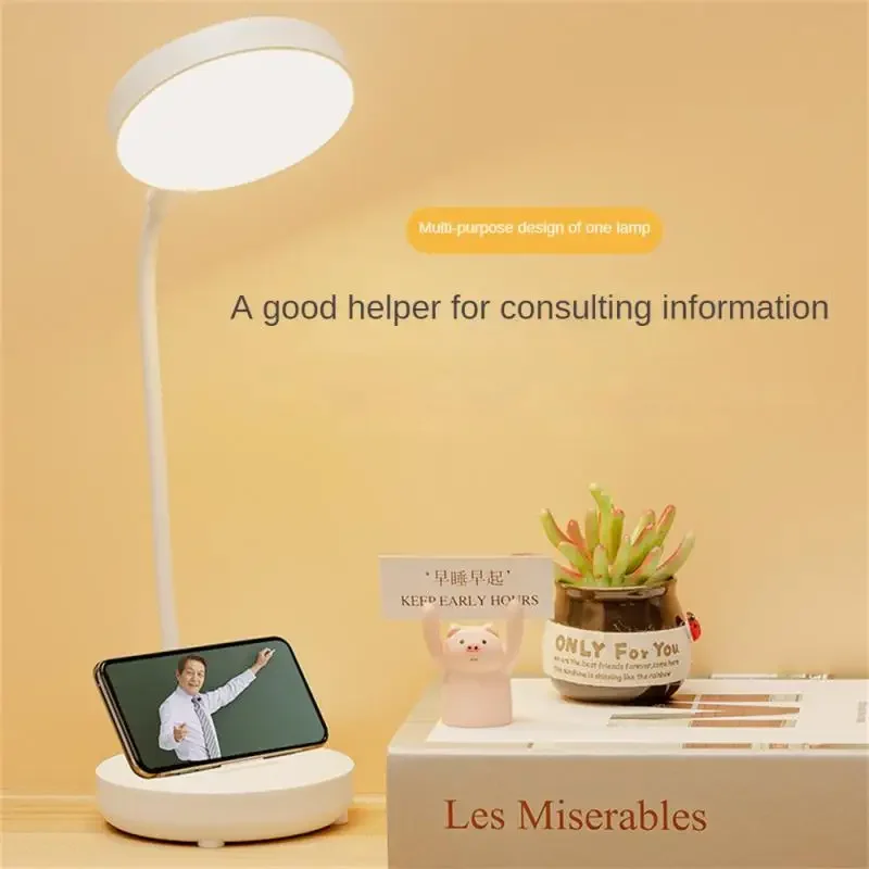 Table Lamp USB Plug Rechargeable Desk Lamp Bed Reading Book Night Light LED 3 Modes Dimming Eye Protection Light Bedside Lamp