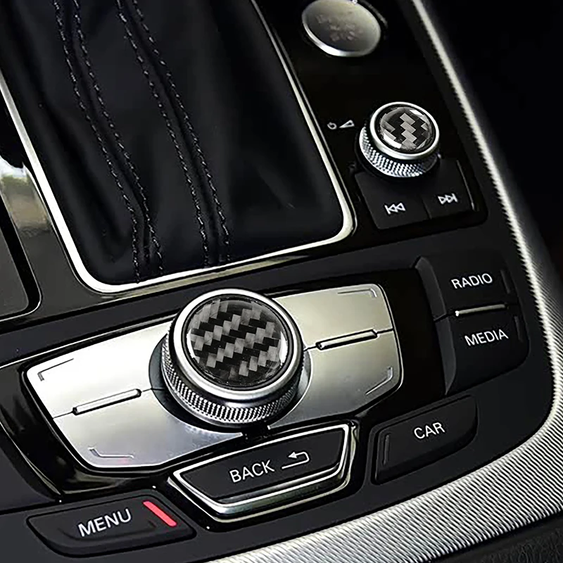 

Carbon Fiber Center Console Multimedia Buttons Decals Decoration Cover Trim For Audi A6 C7 2012-2018 Interior Accessories