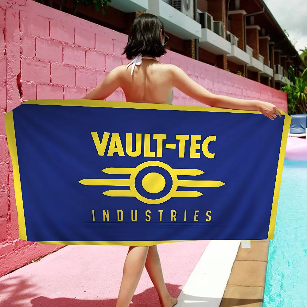 Games V-Vault T-Tec Logo Beach Towel Colorful Bath Towels for Girl Microfiber Quick Dry Custom Sand Free Beach Yoga Spa