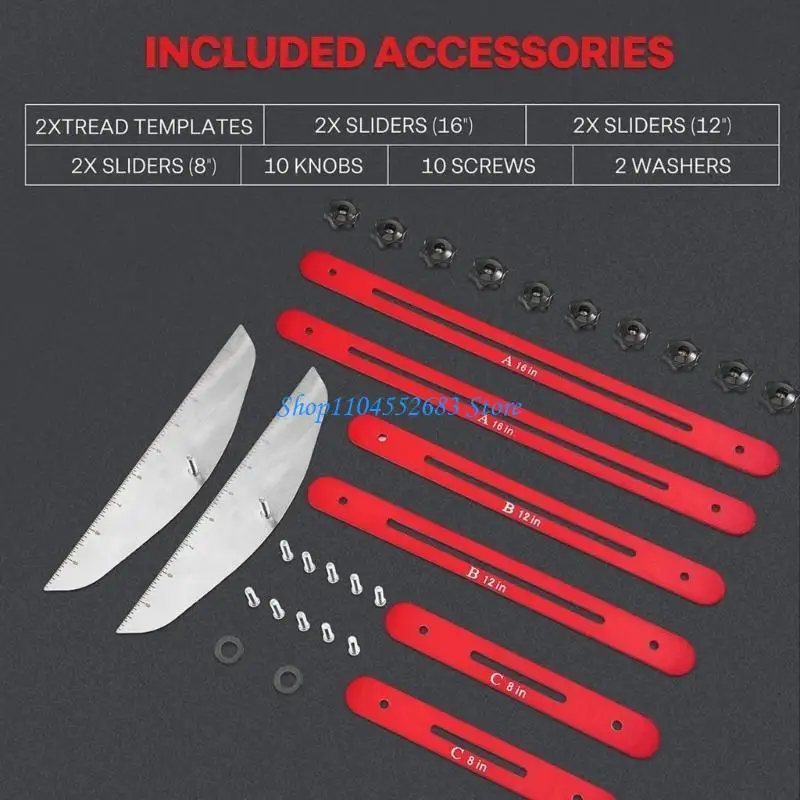 

Y6GD Stair Treads Template Tool Aluminum Stair Treads Measuring Tool 10in-53in Stair Treads with Scale Multifunctional Tool