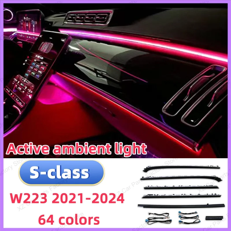 

For Mercedes-Benz W223 S Class Active Ambient Light Sync Original 64 Colors Ambient Lighting Decoration Atmosphere Lamp