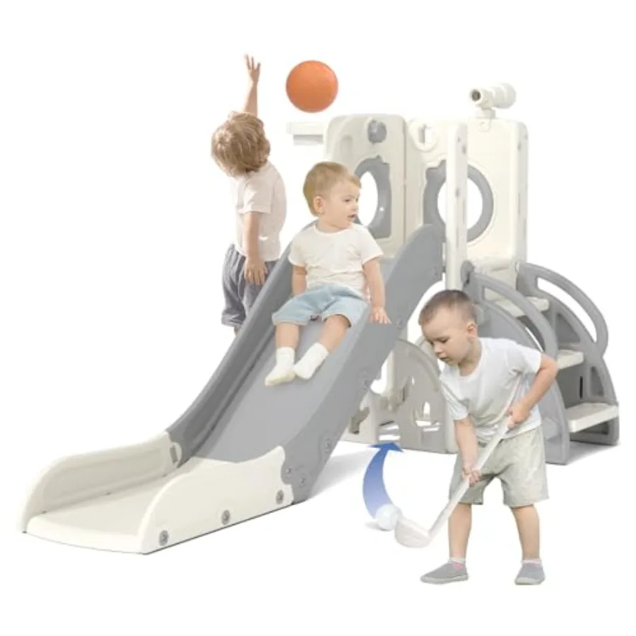 

7 in 1 Toddler Slide Slide for Toddlers Baby 1-3 Years Old Indoor and Outdoor with Basketball Hoop and Golf Set Plastic Slides