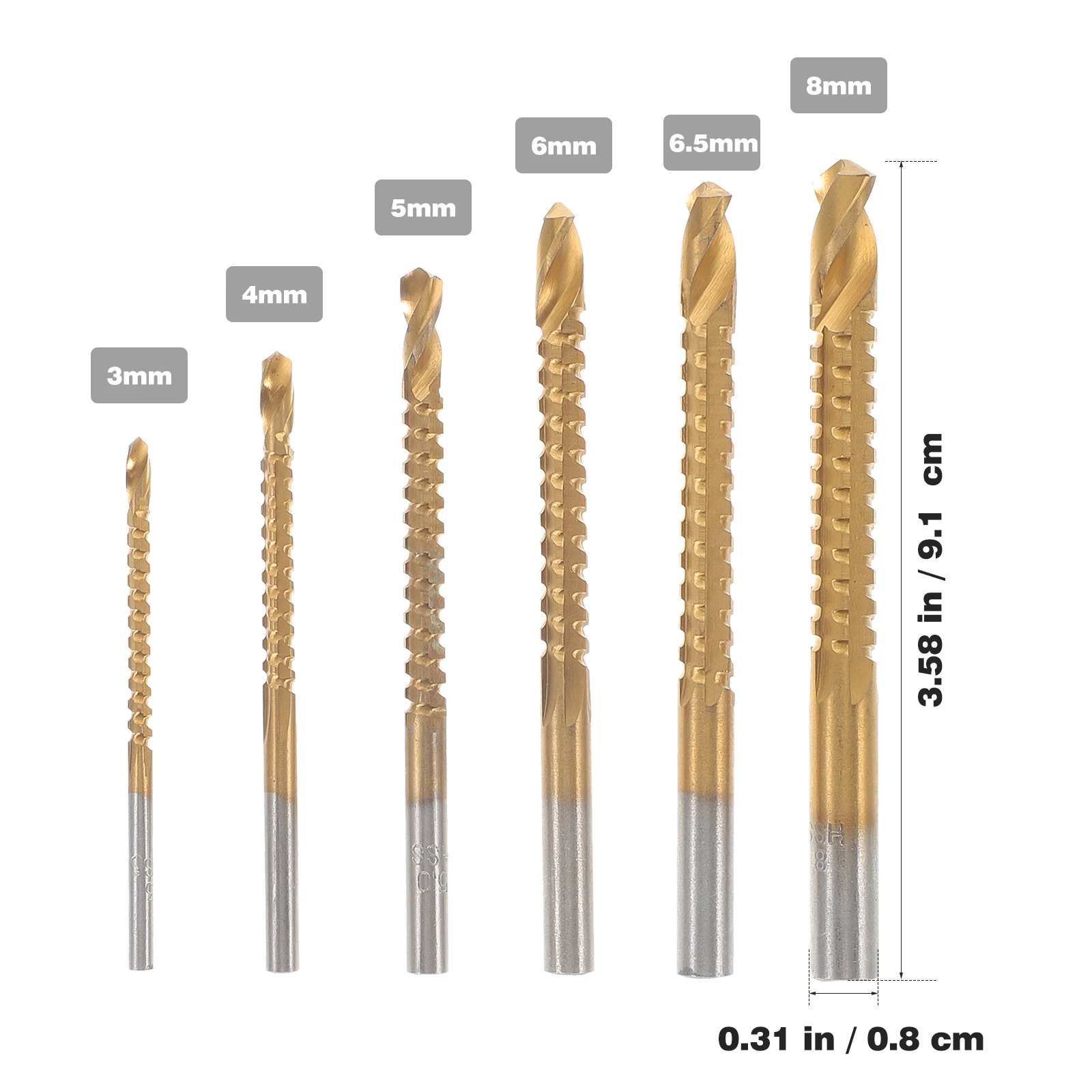 

1 set Woodworking Drill Bit Set 135° Side Cutting Spiral Saw For Metal Hard Boards Titanium Coated High Hardness Tool Parts