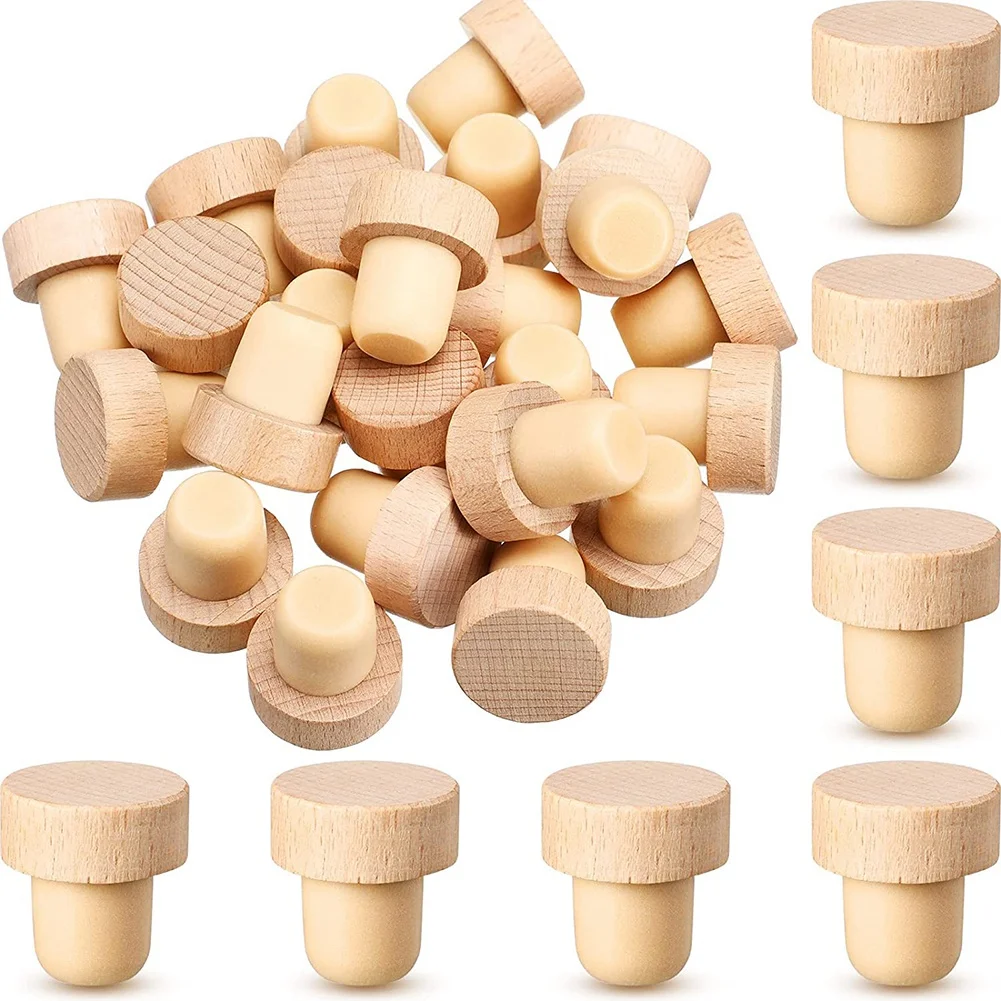 24Pc Wine Bottle Corks T Shaped Cork Plugs for Wine Cork Wine Stopper Reusable Wine Corks Wooden and Rubber Wine Stopper