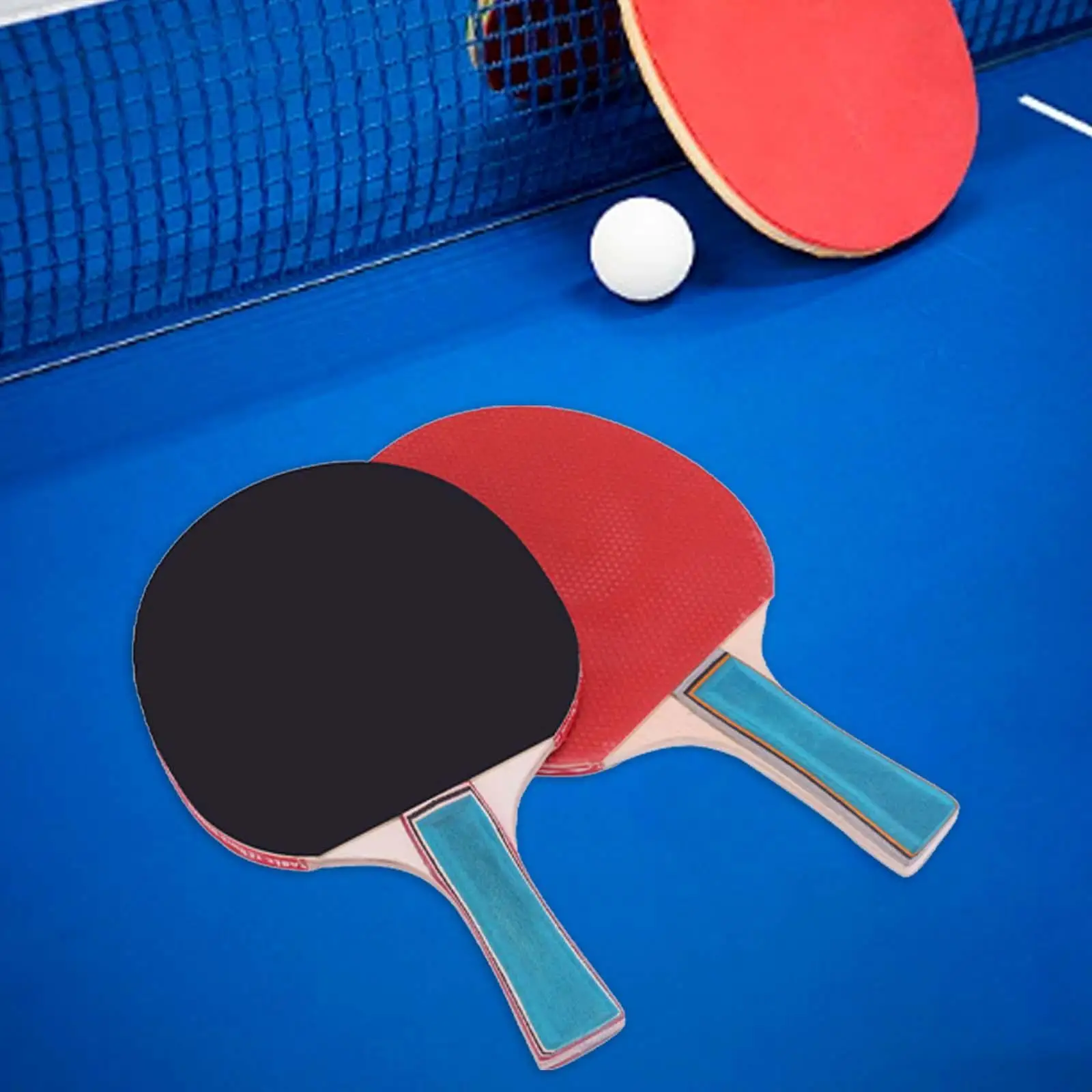 Table Tennis Rackets Wood with Rubber Sponge Lightweight Pingpong Paddles for Enthusiast Casual Playing Practicing Beginner Gym