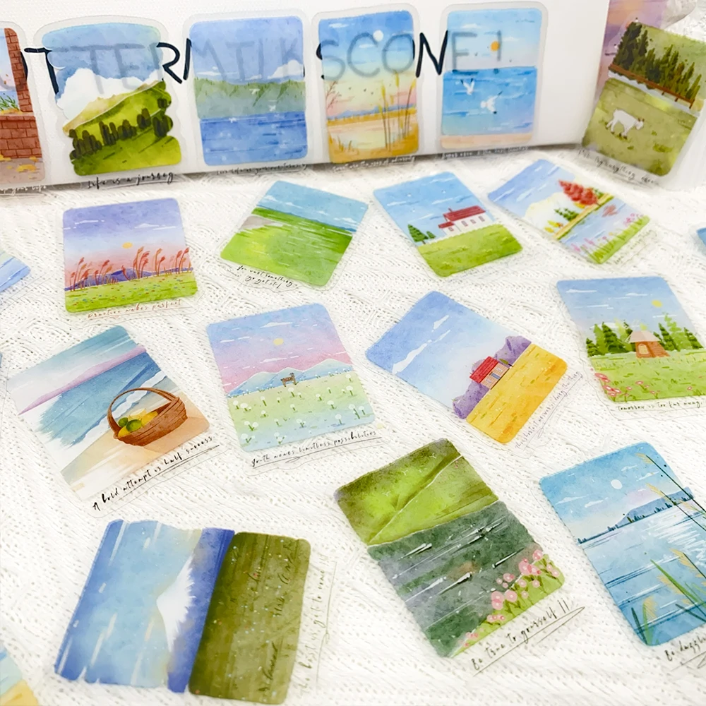 50 Stück Berge & Meere PET-Aufkleber für Laptop, Kühlschrank, Sammelalbum, DIY, ästhetische transparente Aufkleber, kreative Geschenke – Detail 10