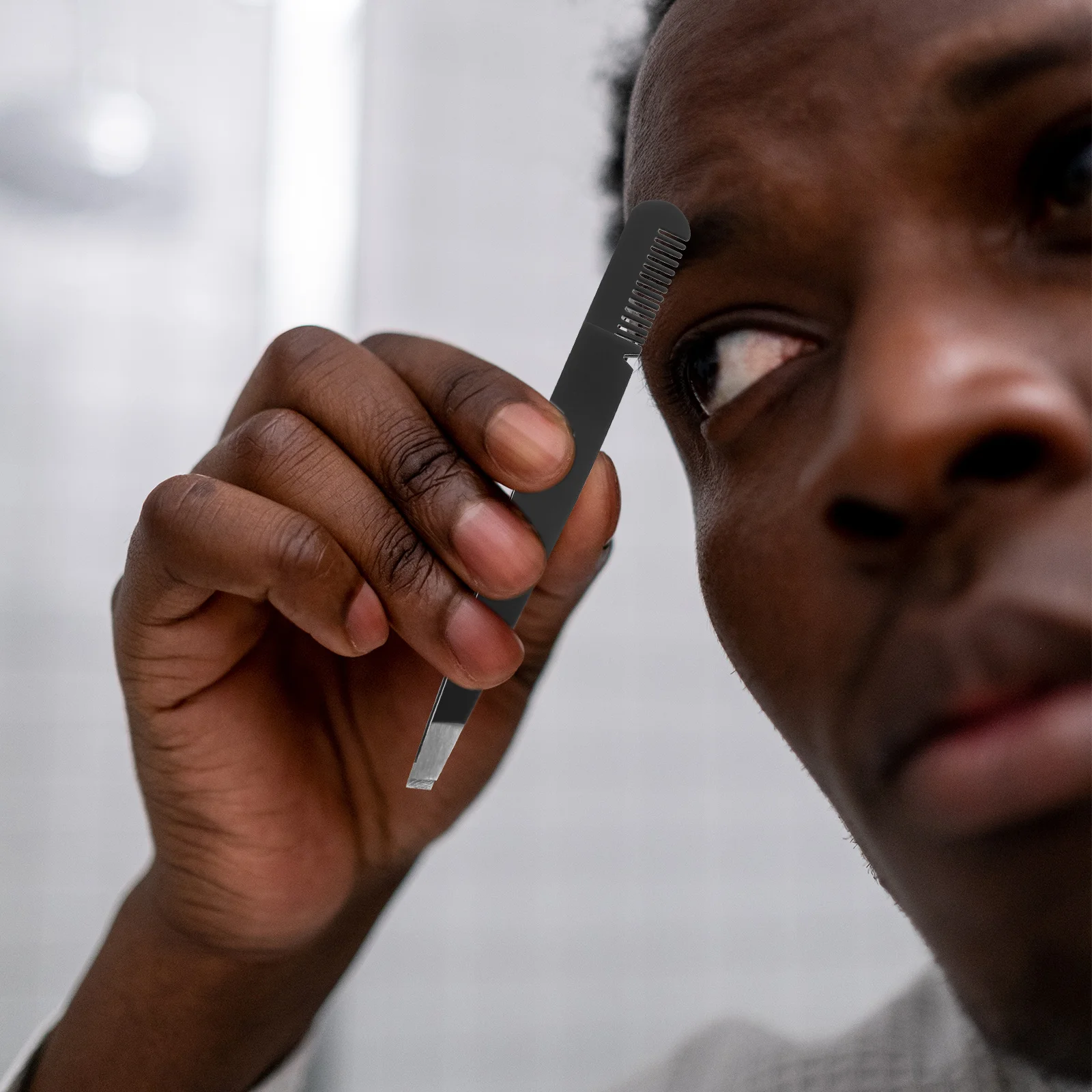 3 pçs de aço inoxidável 2 em 1 pinça sobrancelha pente ferramentas maquiagem sobrancelha aparar cílios postiços dupla pálpebra grampos leve