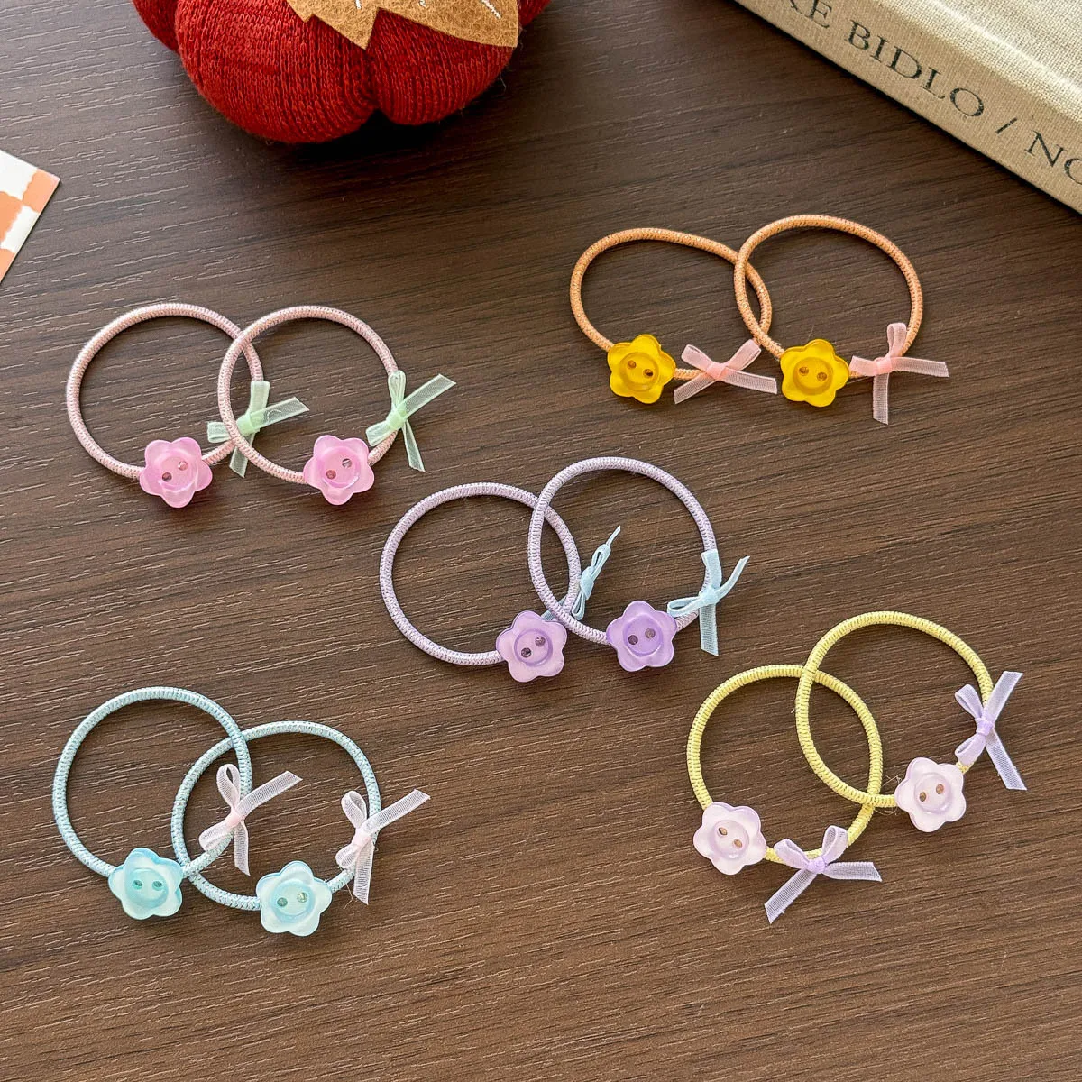 Baby Girls Mini Hair Rope Tie Children's Small Elastic Hair Band Flower Bow Ponytail Holder Rubber Band Kids Hair Accessories
