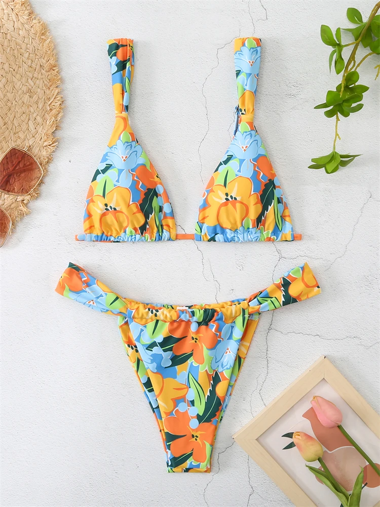 Bikini Women Swimsuit 2024 New Print Sling Bikinis Set Sexy Micro Swimwear Summer Biquini 2 Piece Beach Wear Bathing Suit Female