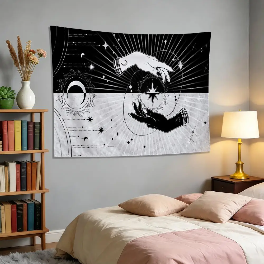 Sun Moon Horoscope Divination Tapestry Banner For College Dorm Bedroom Outdoor Living Room Wall Art Decor Party