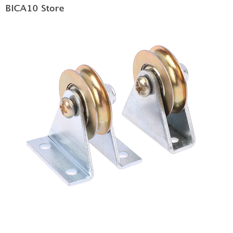 1 Set Staffa Puleggia 6mm Corda Metallica Puleggia Rullo Fisso Over-line Ruota Appesa Ruota Guida Ruota U 6.4*32*8