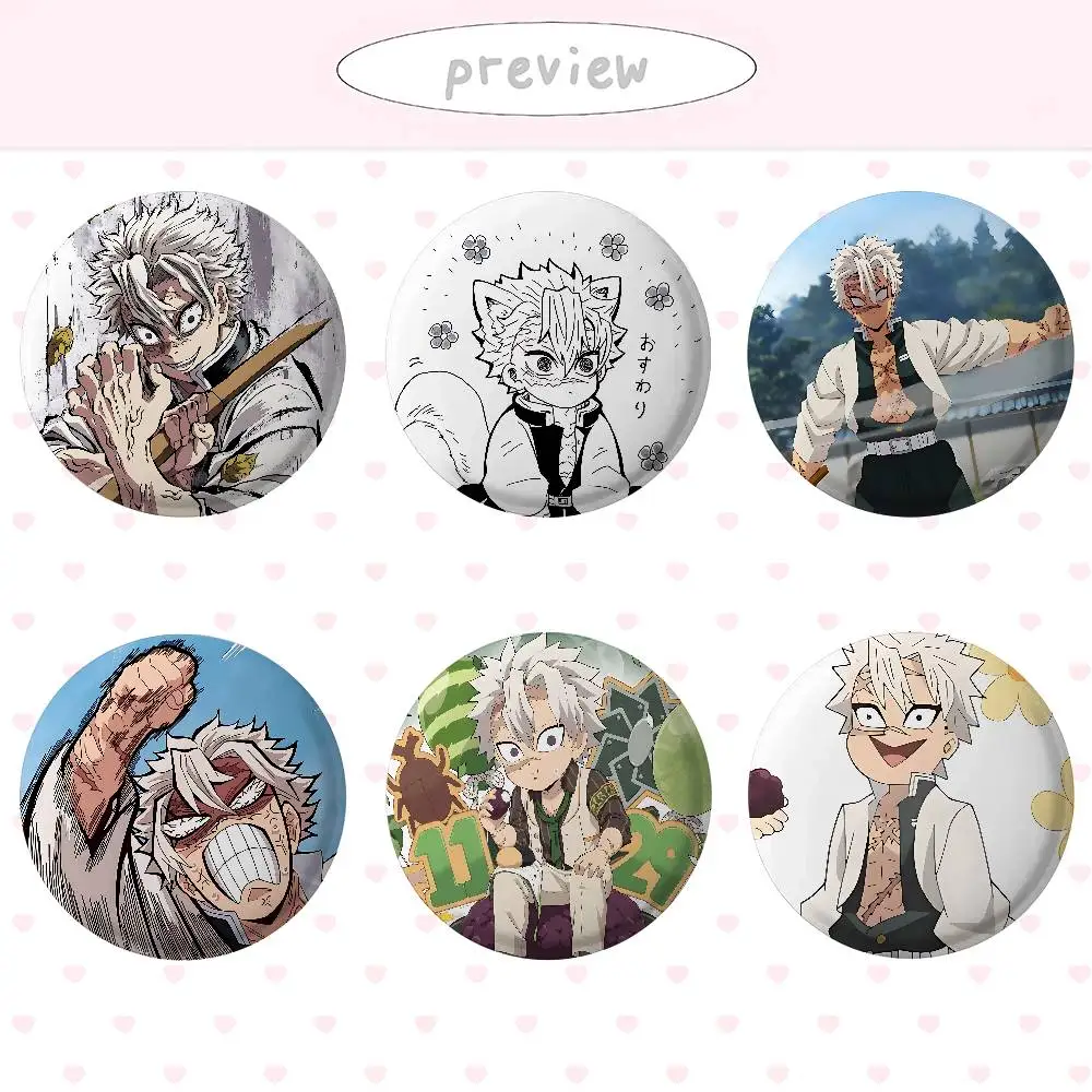 

Anime S-Shinazugawa Sanemi Hot Brooches On Backpack Decoration Round Enamel Pins For Jewelry Gifts Bag Accessorys