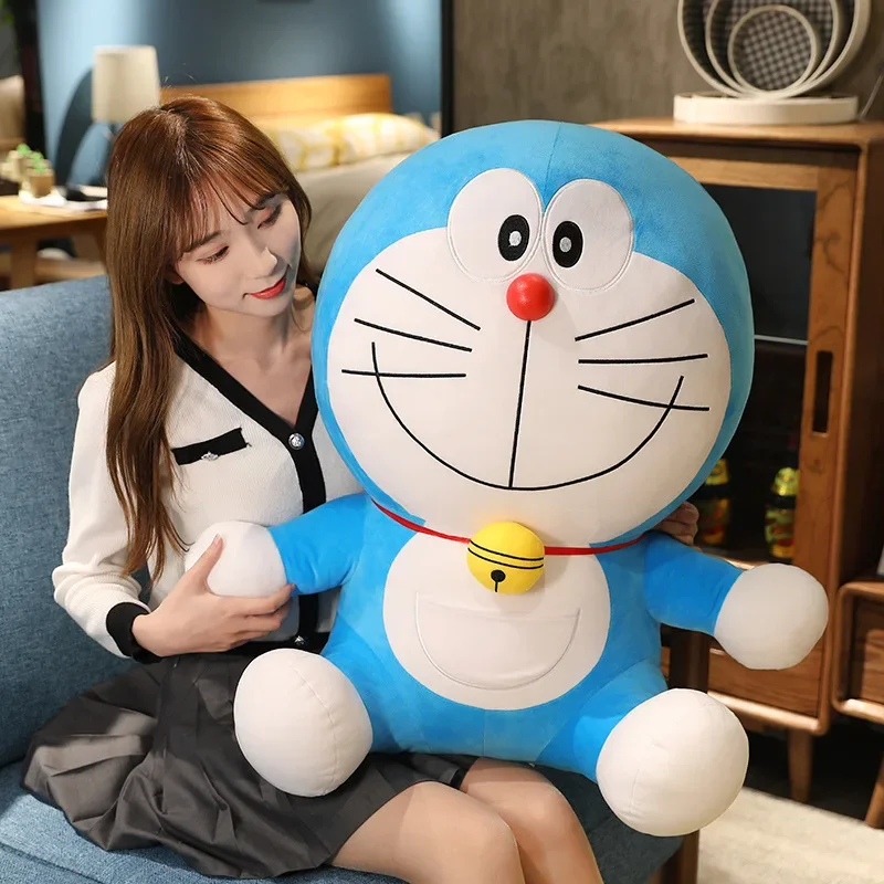 Peluche Doraemon de grande taille, 30/45/60cm, kawaii, pour enfant, oreiller doux, animaux de dessin animé, cadeau d'anniversaire