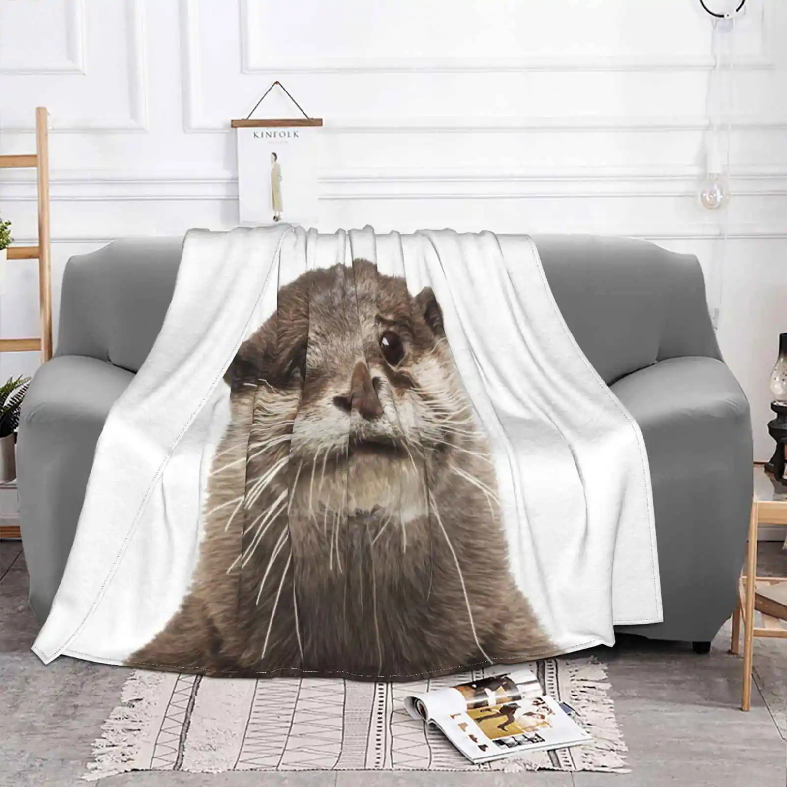 Otter Portrait Fashion Soft Warm Throw Blanket Otter Art Otter Face Otter Head Otter Portrait Otter Photography Otter