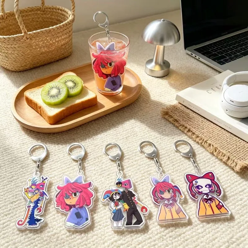 Keychain for Pomni  Jax Pomni  Zooble  Kinger Queenie Caine  Acrylic Backpack Pendant Decoration Collection Fans Gift 5cm
