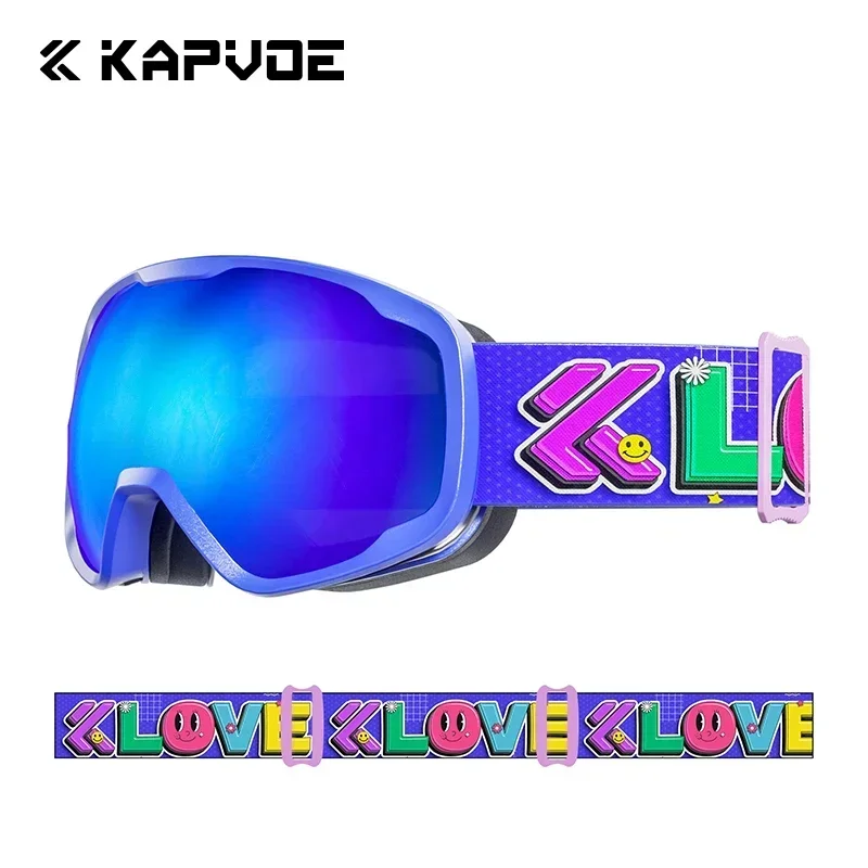 Kapvoe Kids Snow Goggles Skiing Sunglasses Professional Anti-fog Child Snowboard Goggles Double UV400 Kids Mask Glasses