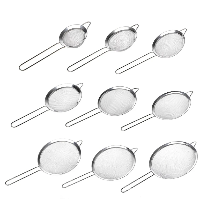 Kitchen Stainless Steel Flour Tea Strainer Mesh Colander Sieve Filter Sifter Drop shipping