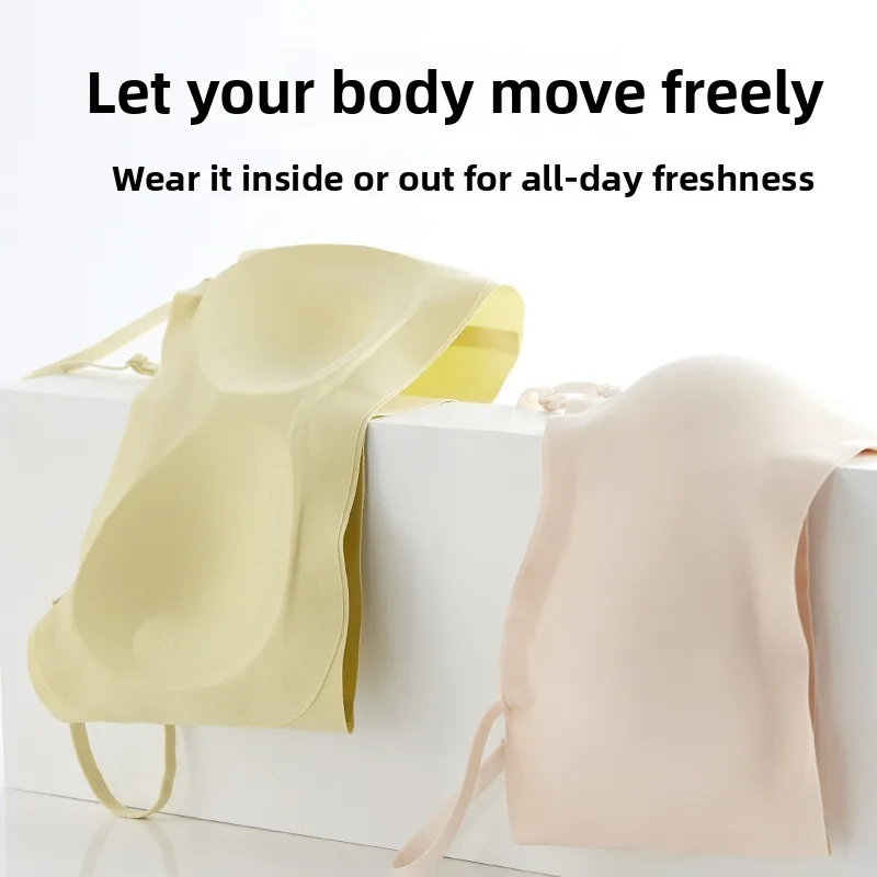

Summer One-Piece Seamless Women's Bra Gathered Breathable Steel Ring Fixed Cup Machine Washable Strap Underwear Casual Style