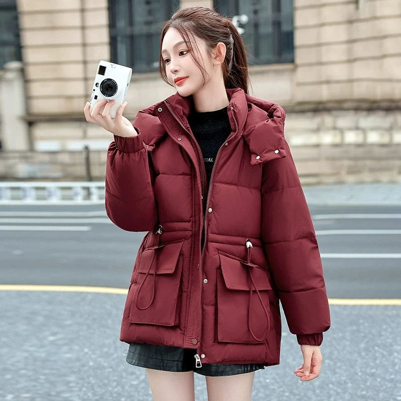

Korean Loose Long Thick Warm Parker Coat Female Cotton Clothes Coat WinterNew Hooded Down Cotton-Padded Jacket Women's Overcoat