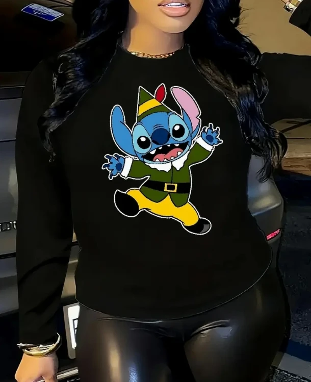 تيشيرت ديزني بأكمام طويلة لكل من الرجال والنساء، أنيق ومتعدد الاستخدامات وبأسعار معقولة، وقميص يجب اقتناؤه لعيد الميلاد