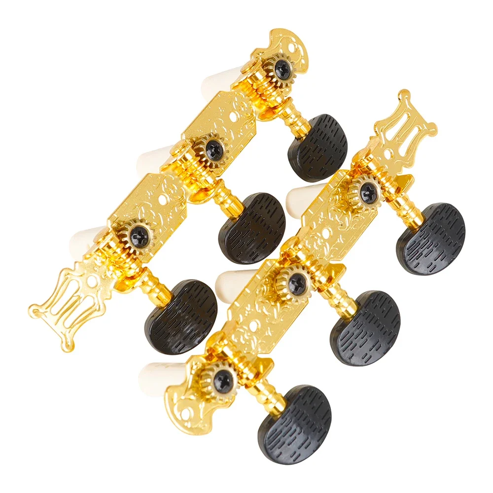 2 Pcs Classical Guitar String Tuning Pegs Gold Metal Open Machine Heads Tuners Guitar Stringed Instrument Parts & Accessories