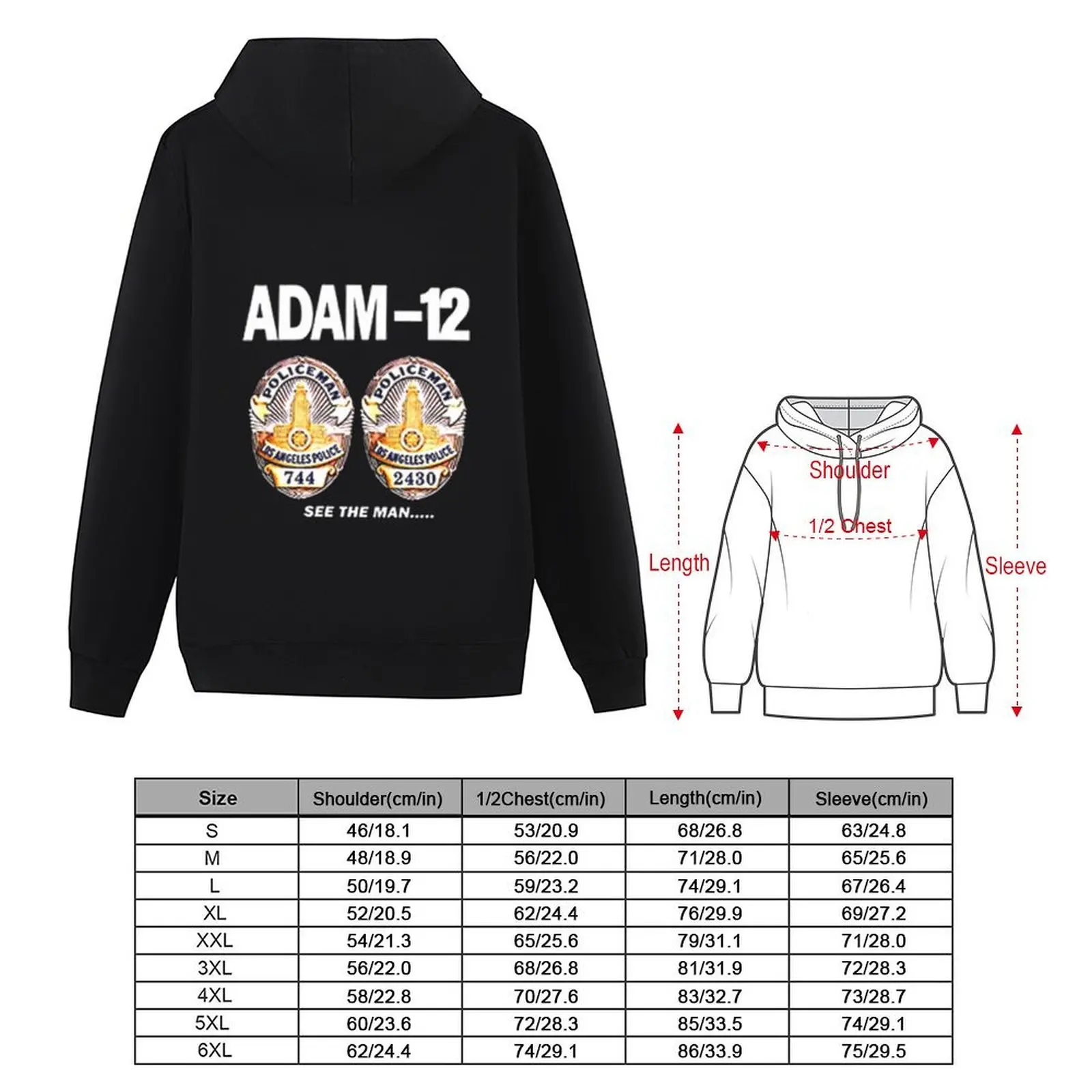 Adam12 TV Series 70s Retro Hoodie ملابس شتوية ملابس أنيمي معطف رجالي ملابس رجالية هوديي جرافيك