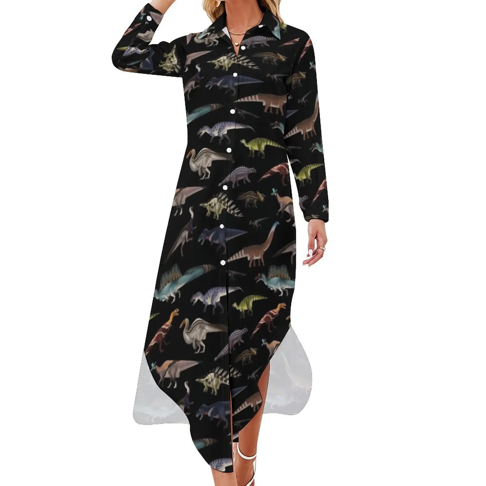 

Dinosaurs Long Sleeved Shirt Dress women evening dress dress for women 2024
