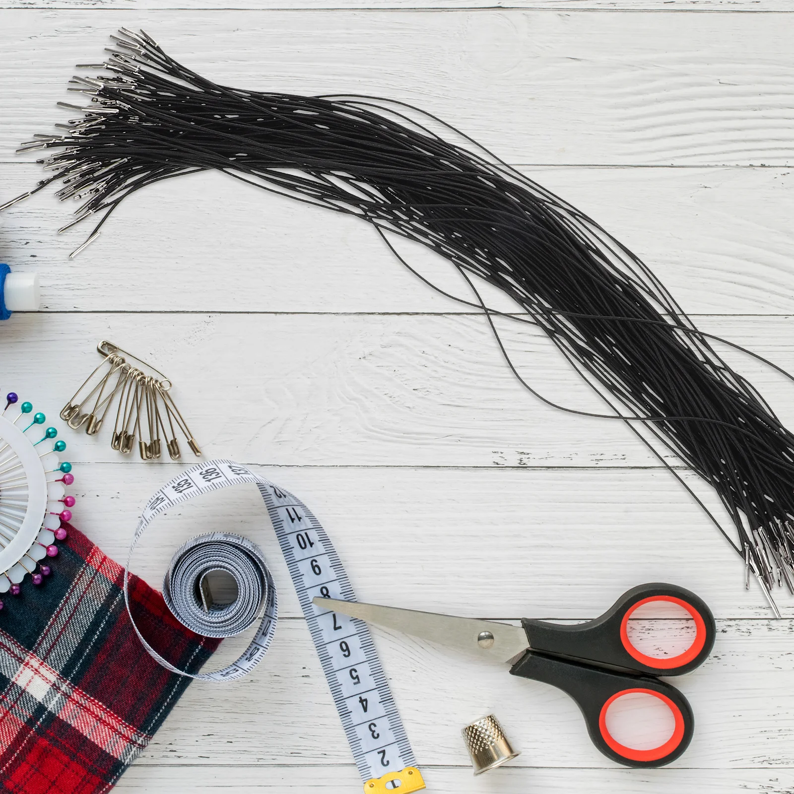 เชือกยางยืดแบบมีหนาม 100 ชิ้น สำหรับหมวก หน้ากาก งานฝีมือ DIY ทนทาน อเนกประสงค์ ใช้แทนเชือกผูกฮู้ดดี้