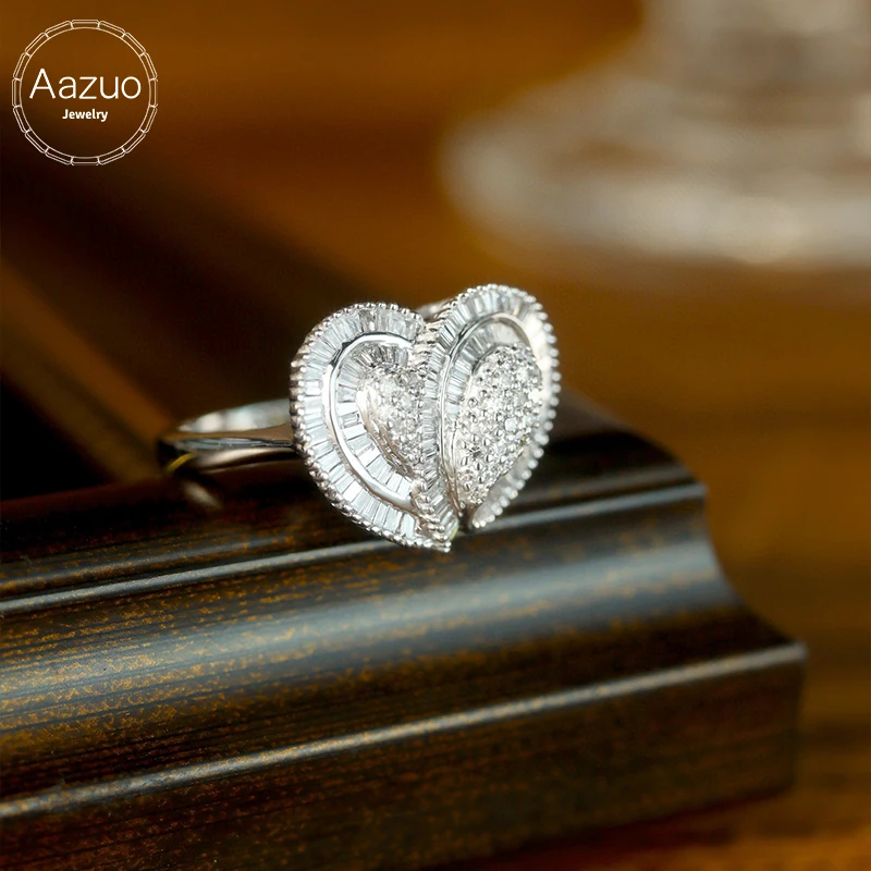 

Aazuo Fine Jewerly 18K White Gold Real Natural Diamonds 1.0ct Heart Shape Luxury Rings Upscale Trendy Senior Party Fine Jewelry