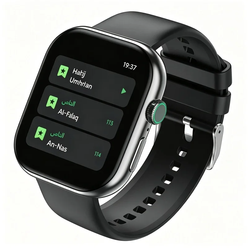 TAQWA Hajj Smart Watch Muslim Prayer Watch Qibla Compass Tasbih Counter Quran Player Hijri Calendar BT Call Fall Detection Smart