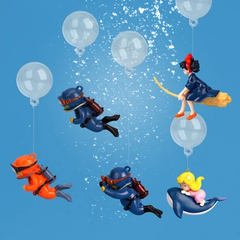Karikatür Balık Tankları Dekor Mini Dalgıç Simüle Yüzen Denizkızı akvaryum balık tankı Dekorasyon Kiki Kolye Akvaryum Aksesuarları