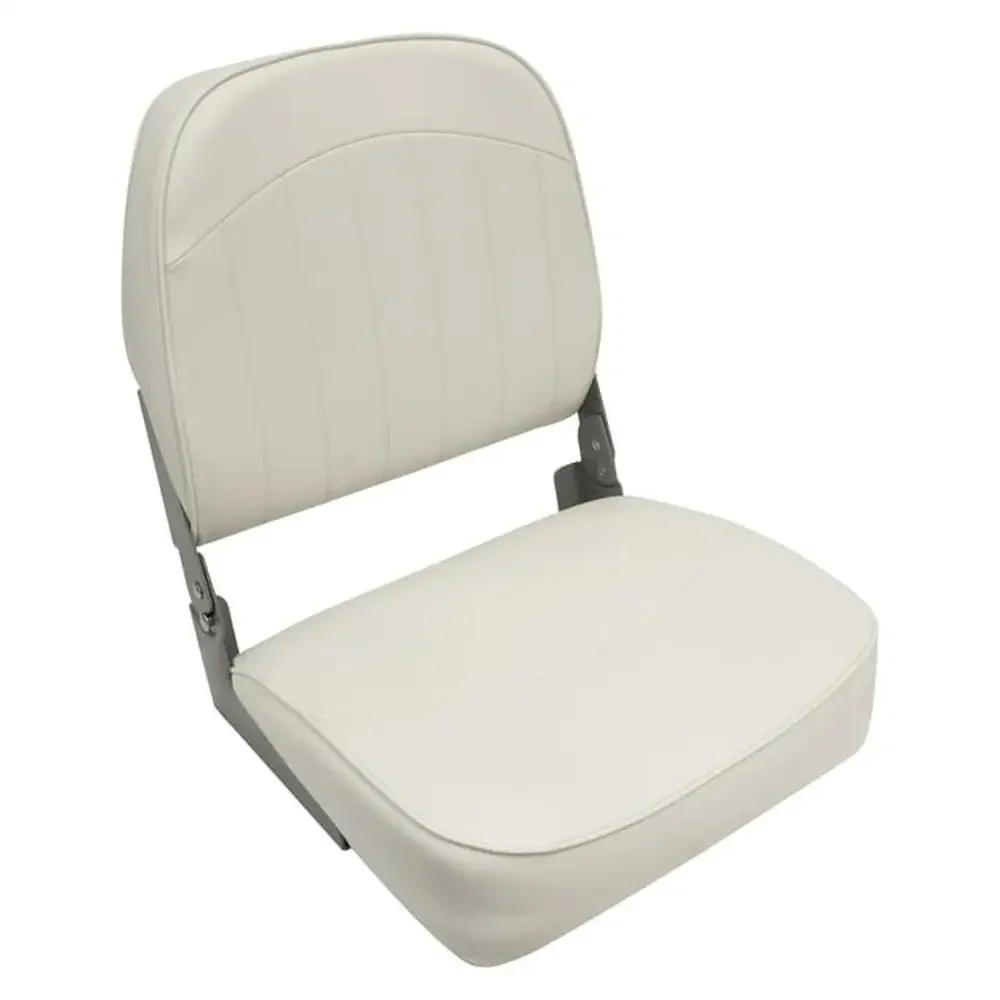 

Marine Boat Seat Weather-Resistant Vinyl Aluminum Hinges Low Back White 250 lbs Capacity