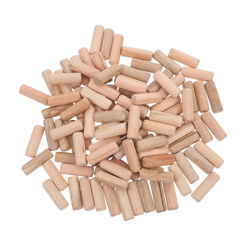 300Pcs Wooden Dowels Grooved Wood Pins Natural Hardwood Round Plugs for DIY Crafts Furniture Repair Woodworking Projects