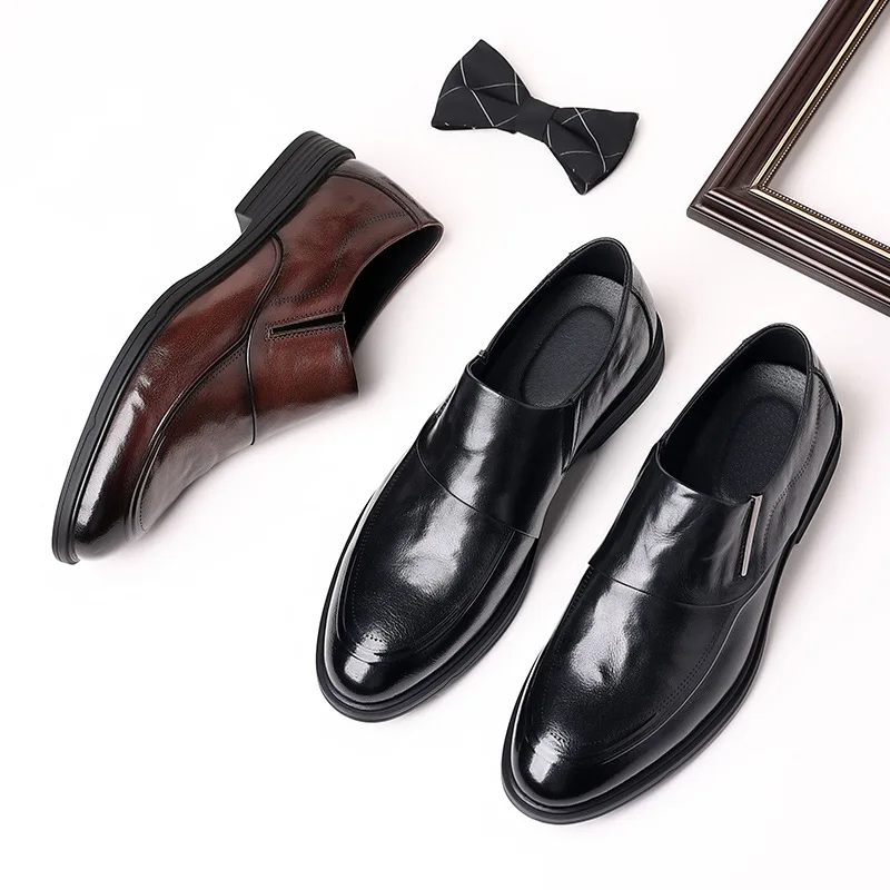 

New Genuine Leather Shoes Men Business Formal British Shoes for Men Fashionable Versatile Oxford Low-Top Casual Wedding Shoes